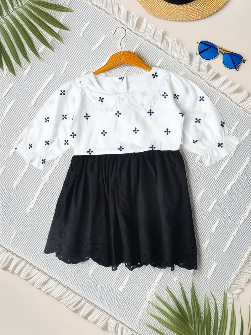 Floral Printed Dress for Girls - White